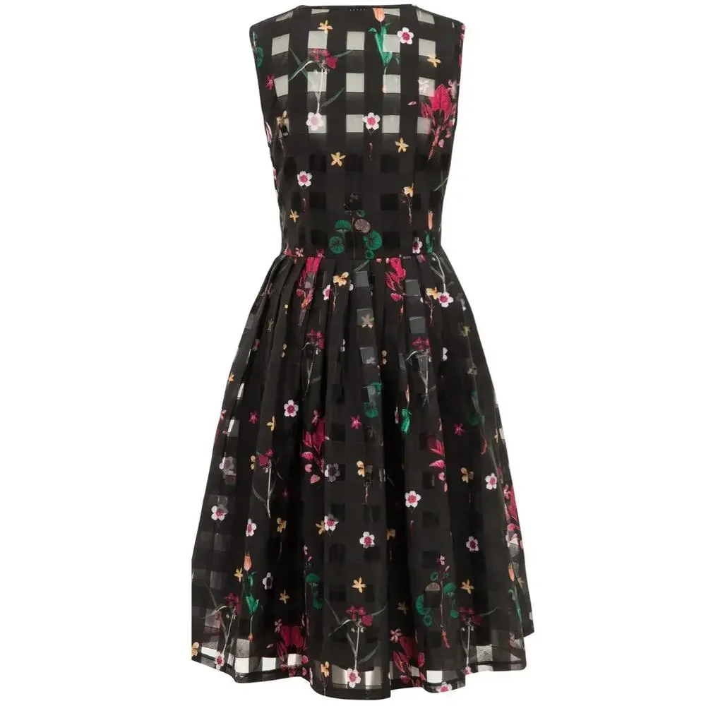 NWT Voodoo Vixen Dress Womens‎ Size Large Black Aline Floral Sleeveless Retro - Picture 12 of 15